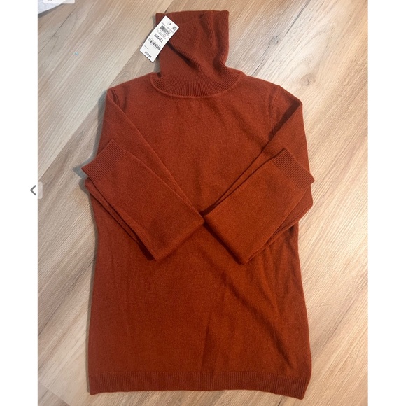 NWT Rust Orange 100% Cashmere Sweater Turtleneck Small - Picture 1 of 2